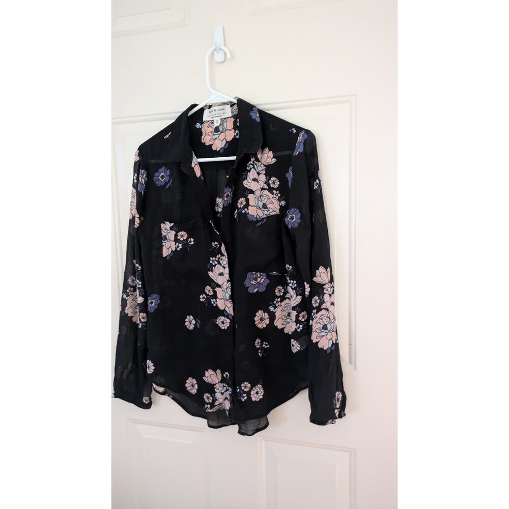 Cloth & Stone Tavaria Top, Small  Button Down, Floral, Semi sheer, Whimsy Goth - Picture 2 of 10